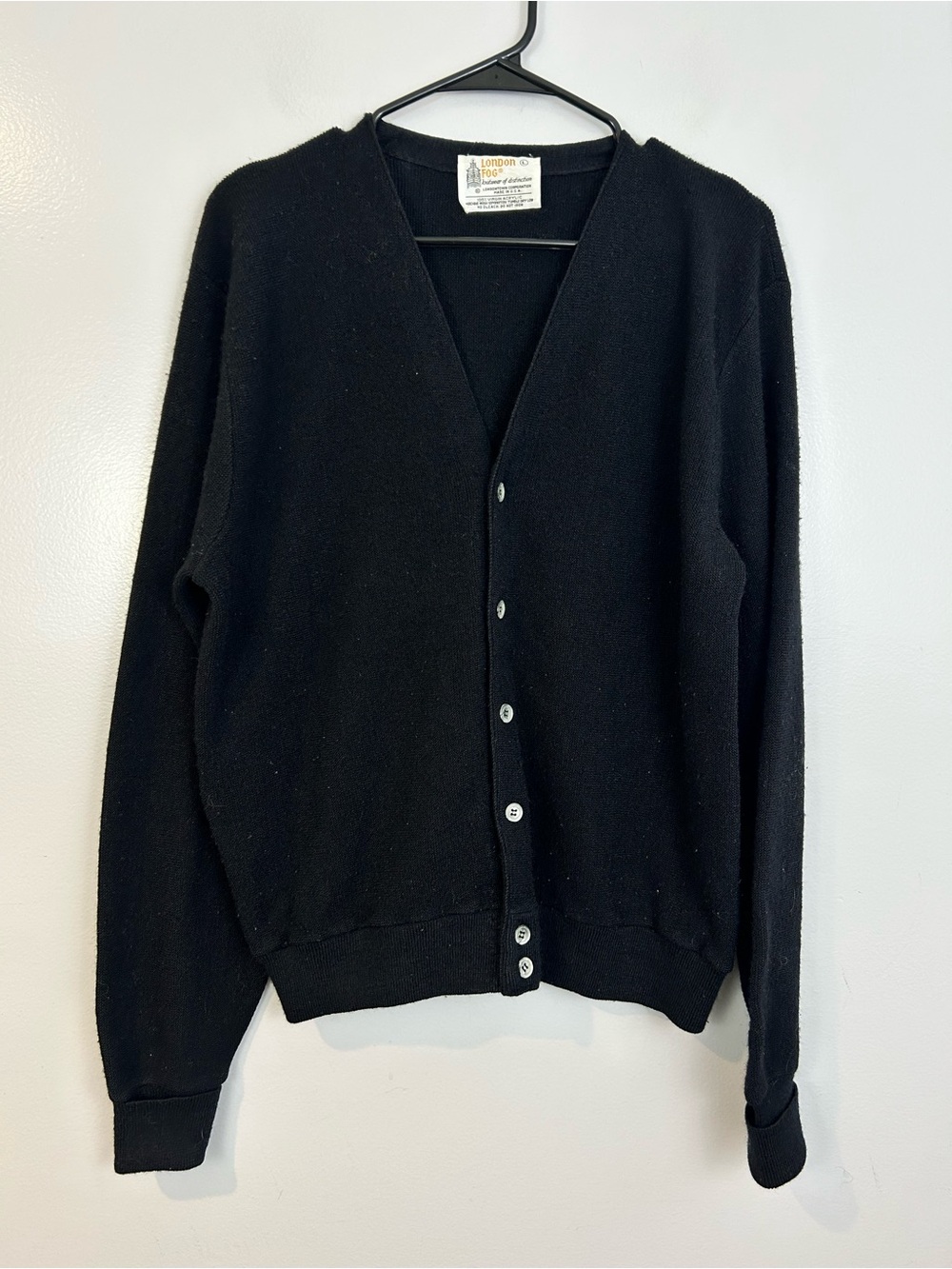 Vintage London Fog %Virigin Acrylic V-neck Button Down Cardigan Sweater Large